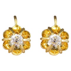 Antique Late Victorian Diamond Set Earrings in Yellow Gold