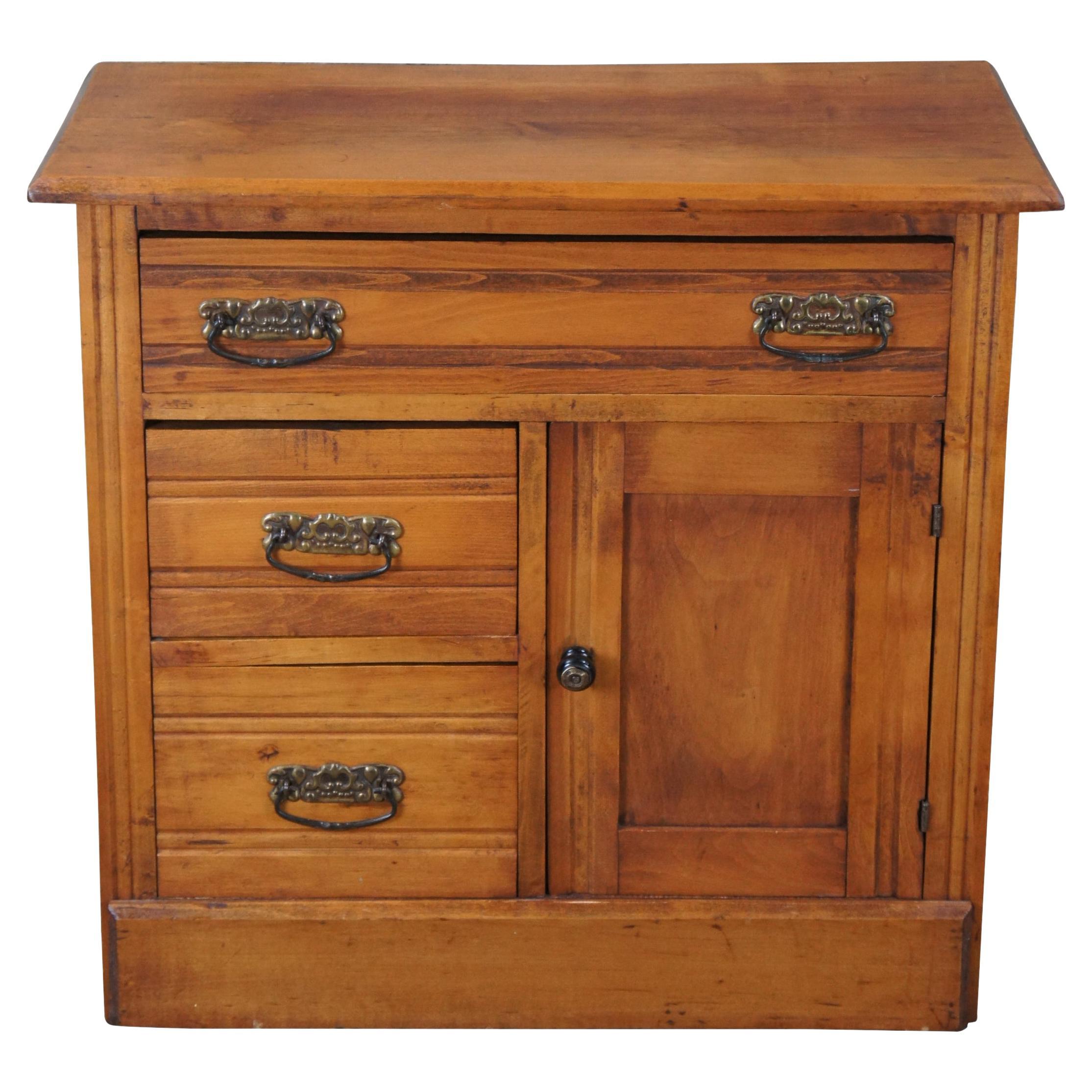 Antique Late Victorian Eastlake Oak Washstand Cabinet Chest Dresser 30"