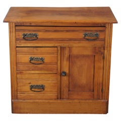Antique Late Victorian Eastlake Oak Washstand Cabinet Chest Dresser 30"" (30 pouces)