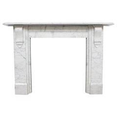 Antique Late Victorian Fireplace Surround in White Carrara Marble