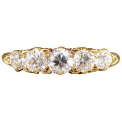 Antique Late Victorian Five-Stone Diamond Ring in 18 Carat Yellow Gold