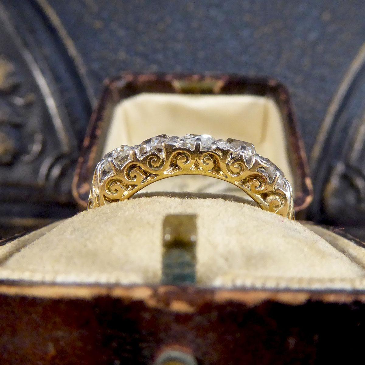 Antique Late Victorian Five Stone Old Cut Diamond Ring in 18ct Yellow Gold 2