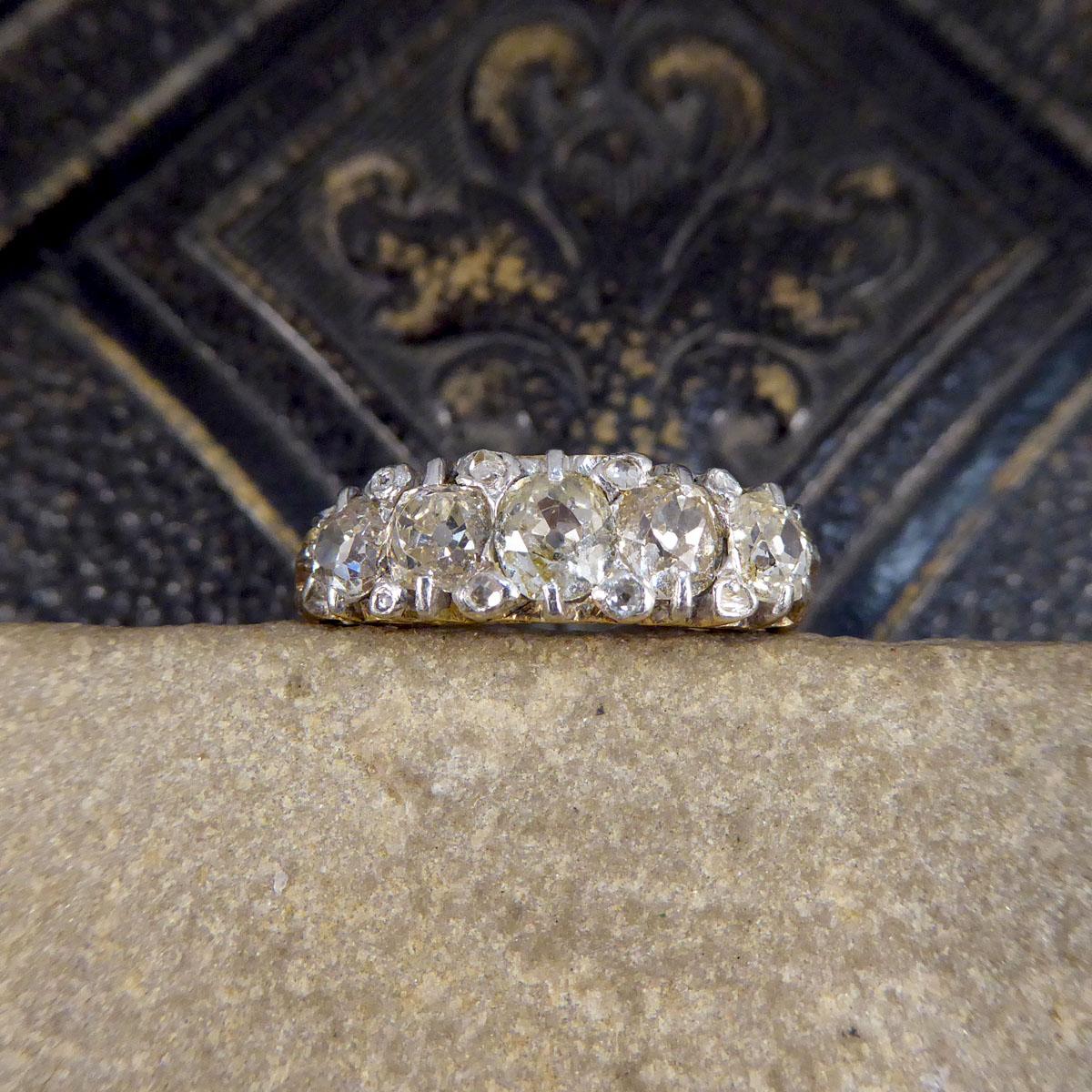 Antique Late Victorian Five Stone Old Cut Diamond Ring in 18ct Yellow Gold 3