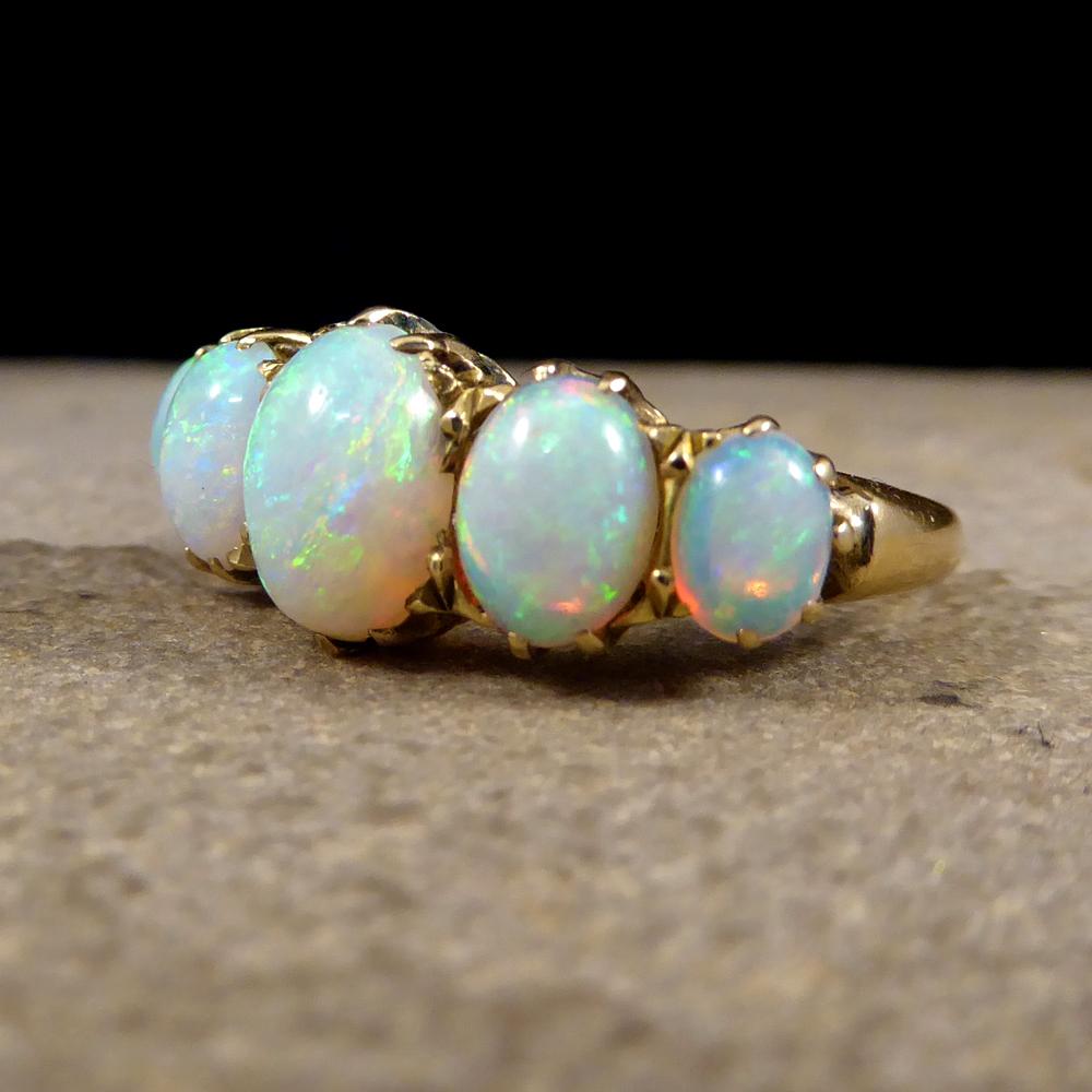 Antique Late Victorian Five-Stone Opal Ring in 18 Carat Yellow Gold 1