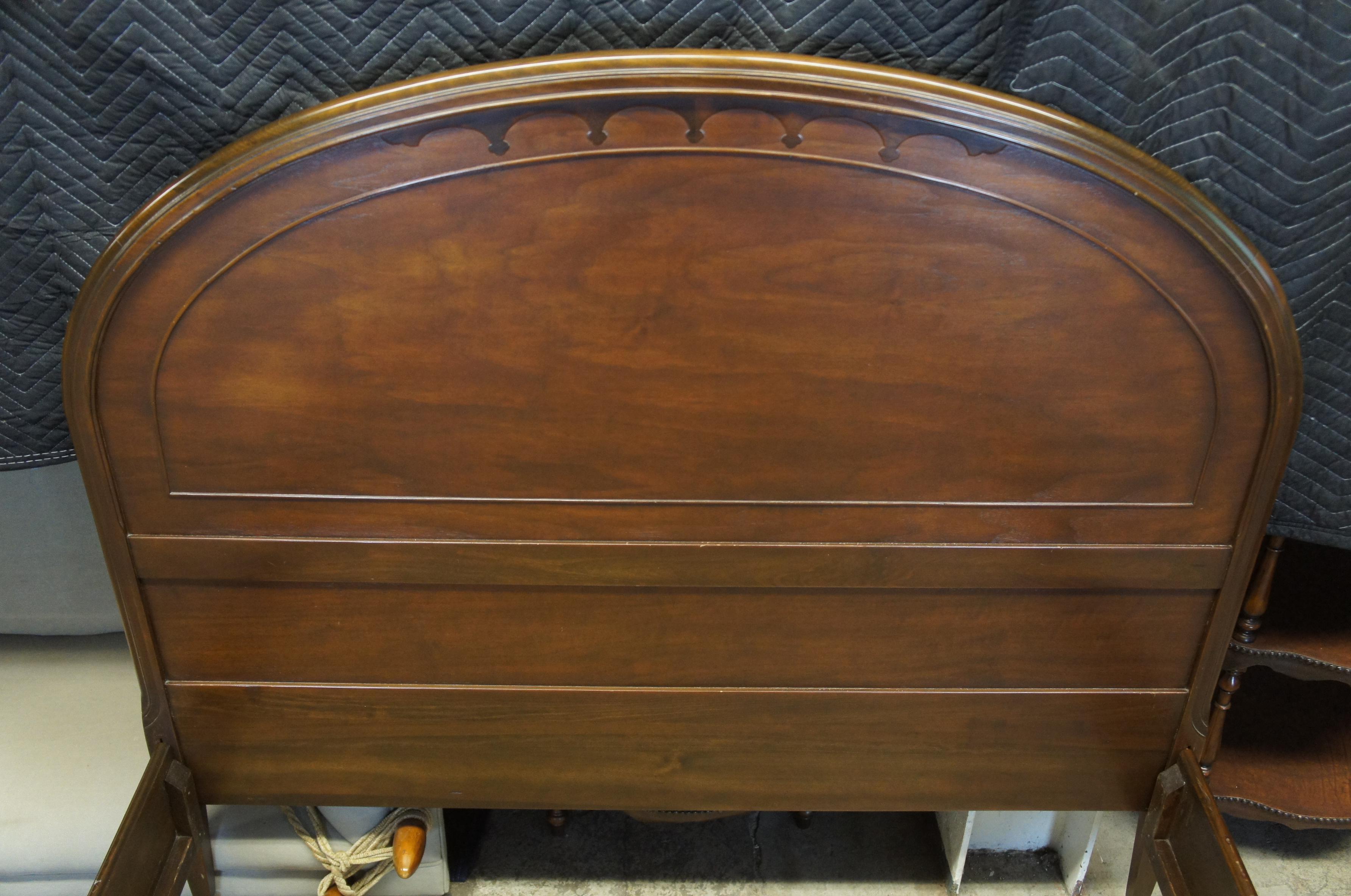 Antique Late Victorian Full Size Curved Walnut Bed 1