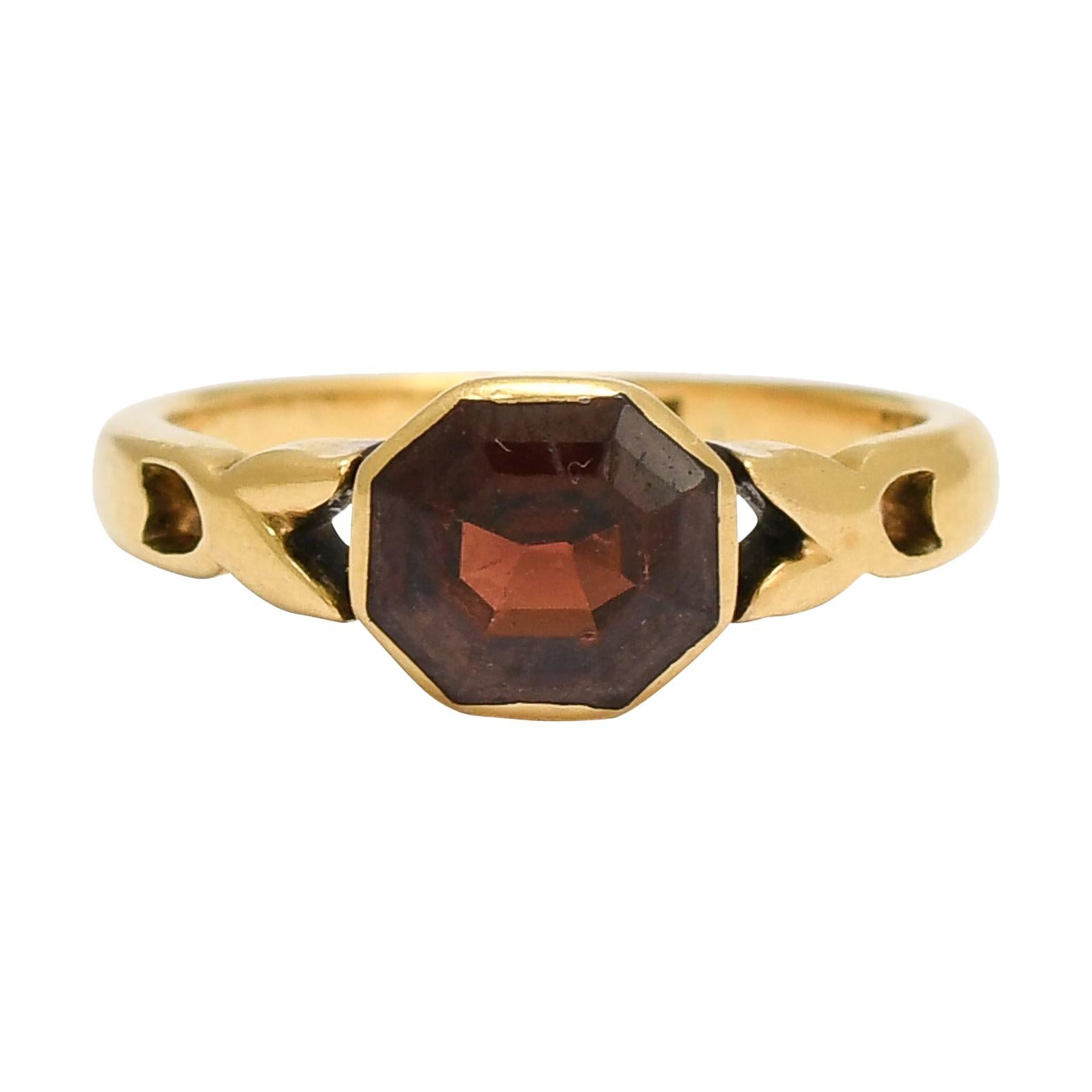 Antique Late Victorian Garnet Octagon Ring
