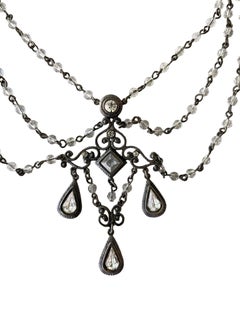 Antique Late Victorian Glass Festoon Necklace, C. 1890