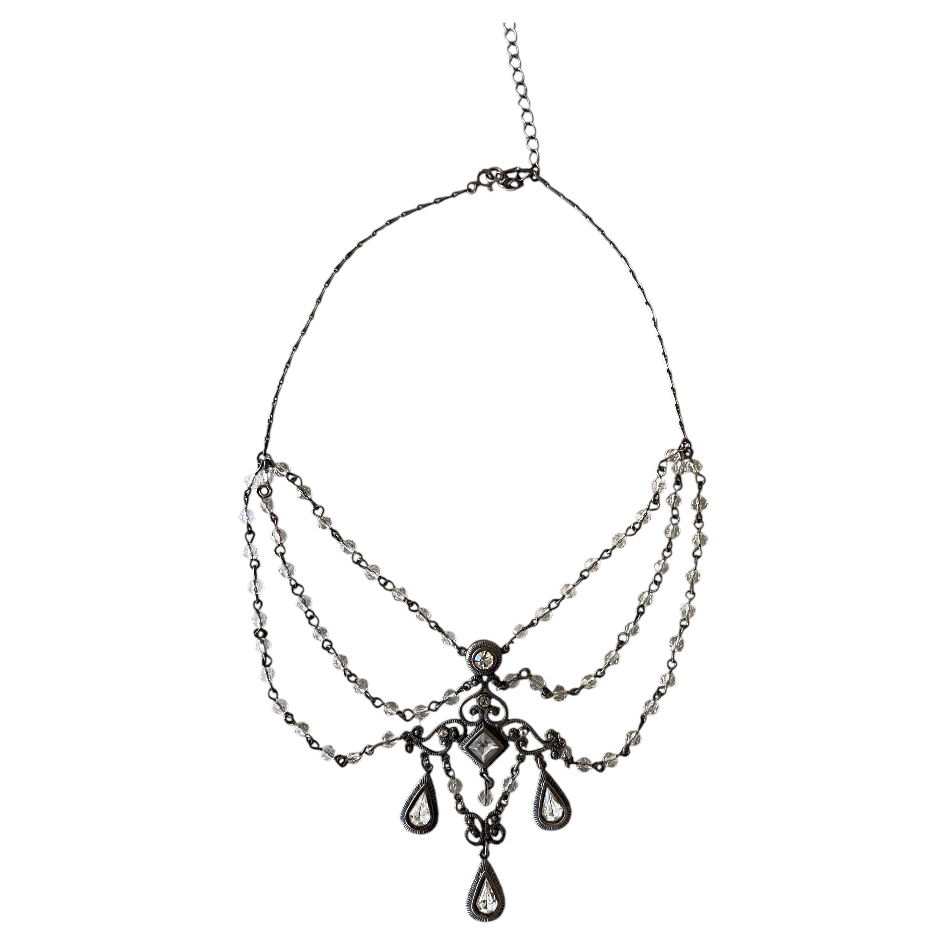Antique Late Victorian Glass Festoon Necklace, C. 1890