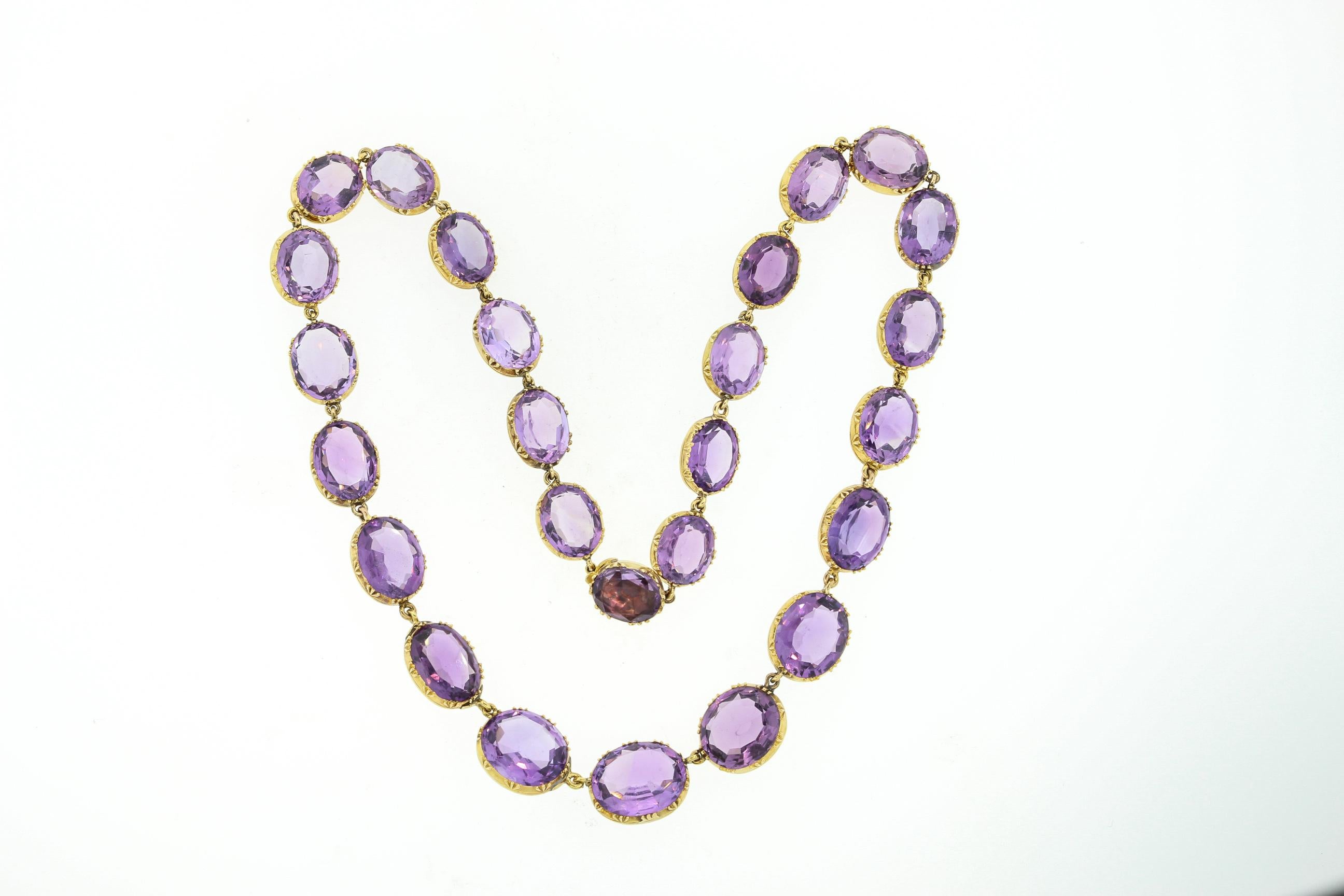 Antique Late Victorian Gold Amethyst Riviere Necklace 1