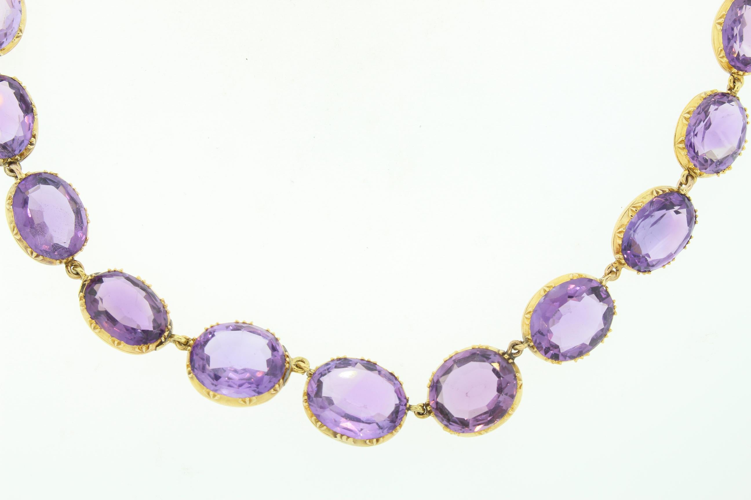 Antique Late Victorian Gold Amethyst Riviere Necklace 2