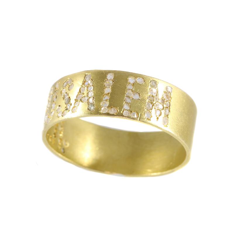 Antique Late Victorian Gold Band with the Name Jerusalem Written in Diamonds For Sale 5