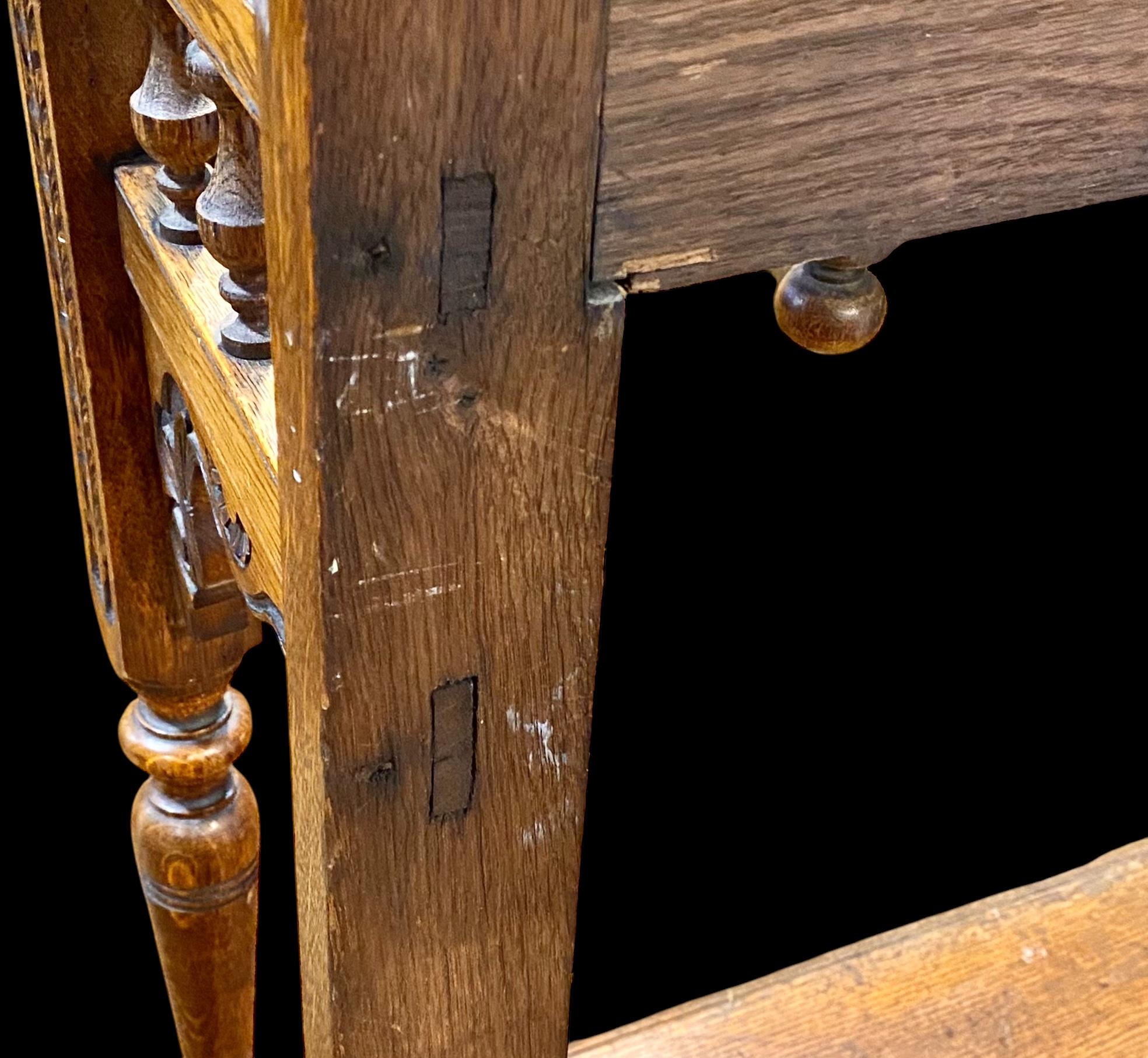 Antique Late Victorian Hand Carved Oak Hall Stand 8