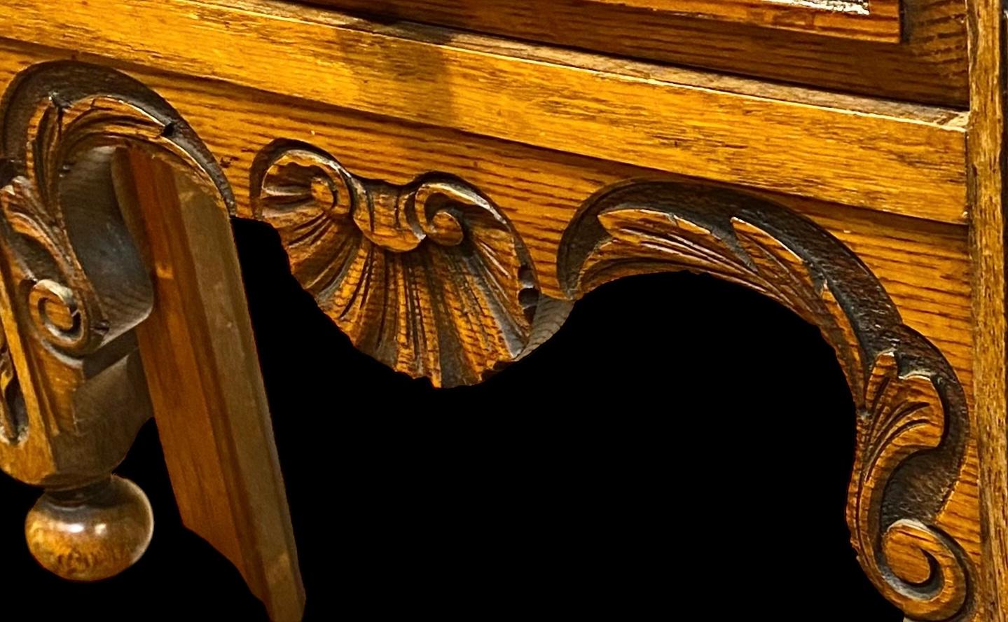 Mirror Antique Late Victorian Hand Carved Oak Hall Stand
