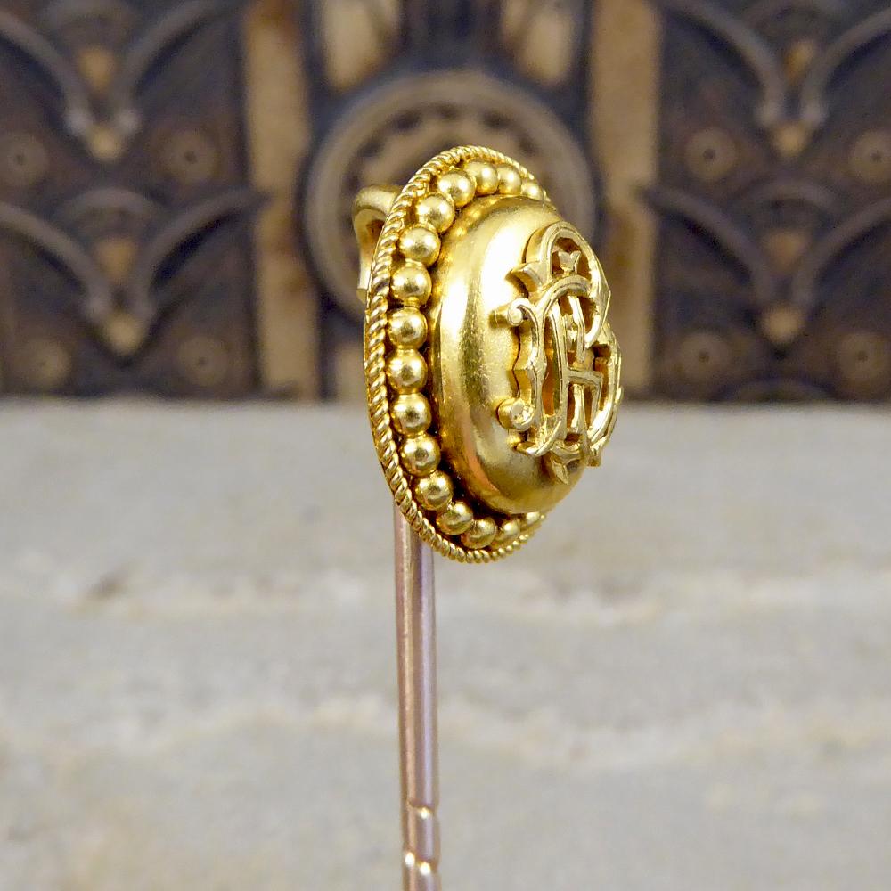 Antique Late Victorian High Carat Yellow Gold Monogram Pin In Good Condition For Sale In Yorkshire, West Yorkshire