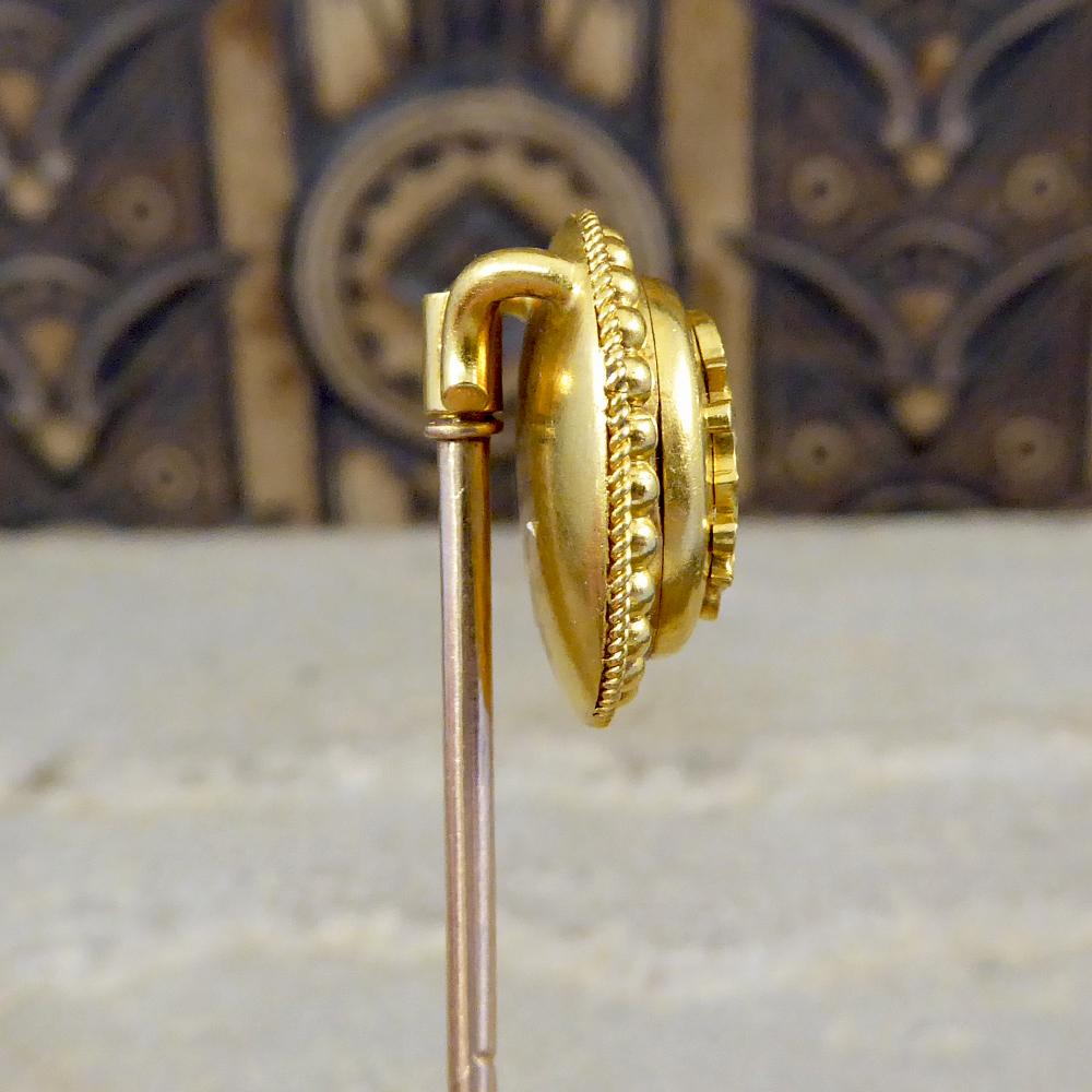 Women's or Men's Antique Late Victorian High Carat Yellow Gold Monogram Pin For Sale