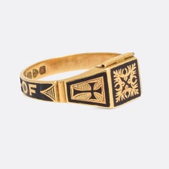 Antique Late Victorian in Memory of Locket Mourning Ring