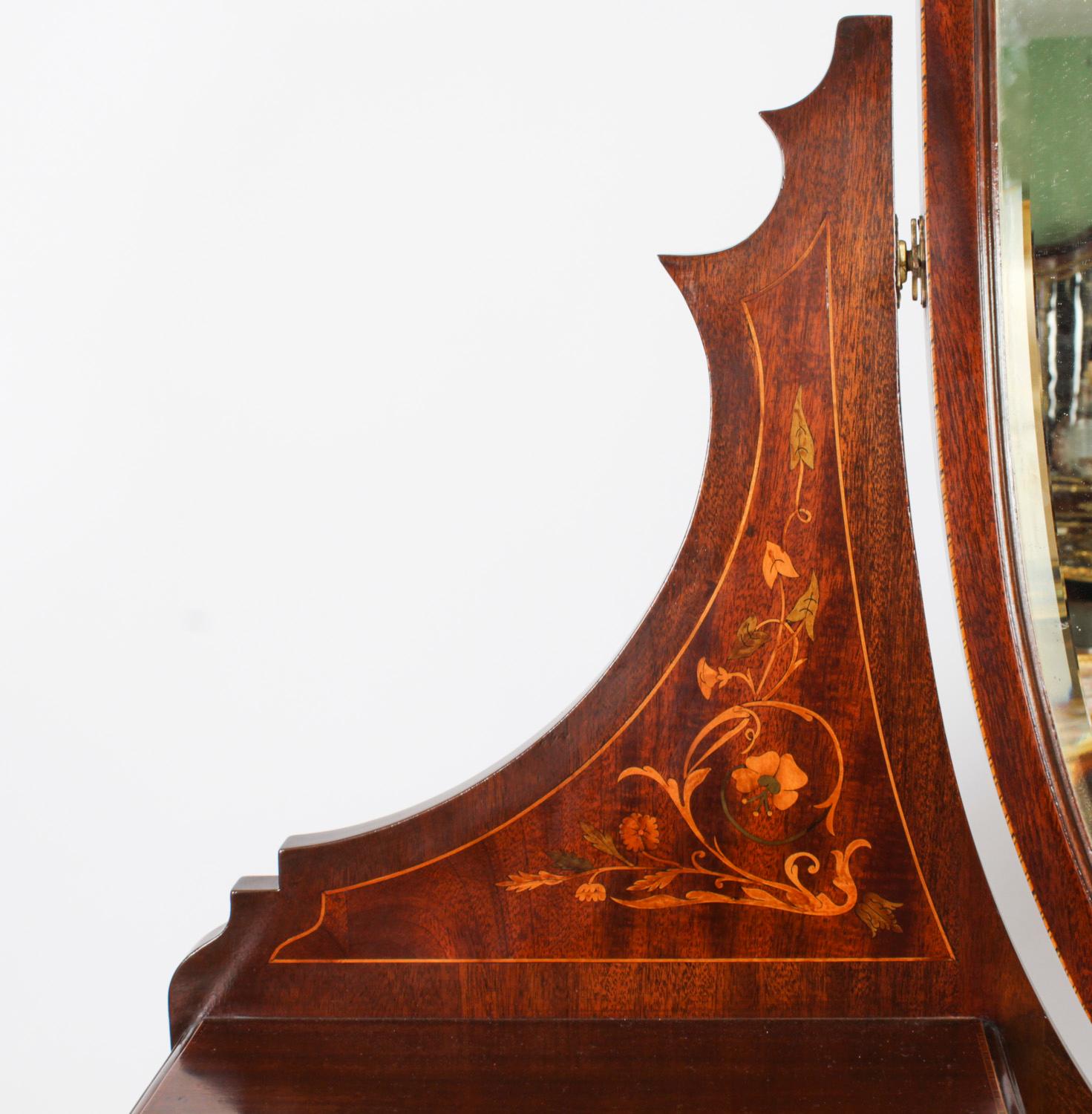 Antique Late Victorian Mahogany Dressing Table & Mirror 19th C For Sale 1