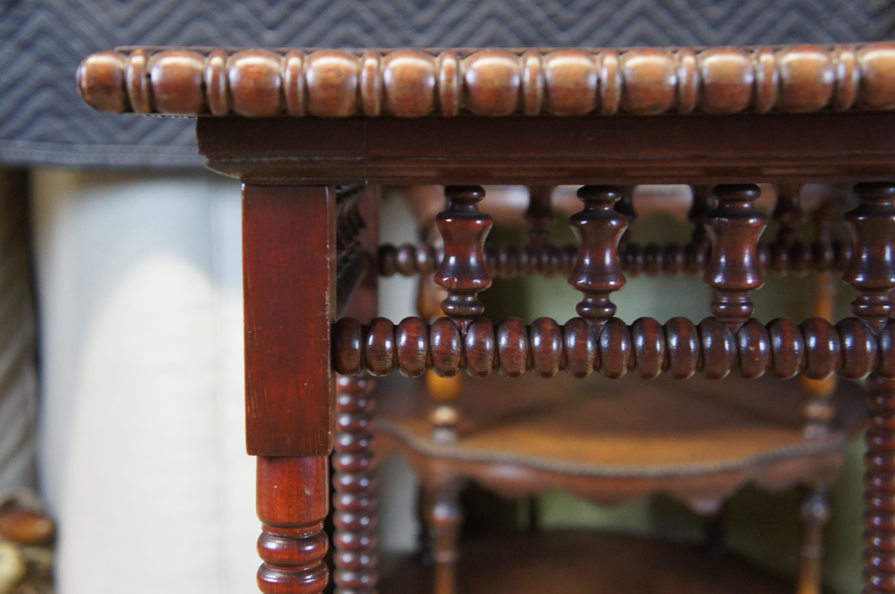 19th Century Antique Late Victorian Mahogany Tiered Pedestal Parlor Table Plant Stand