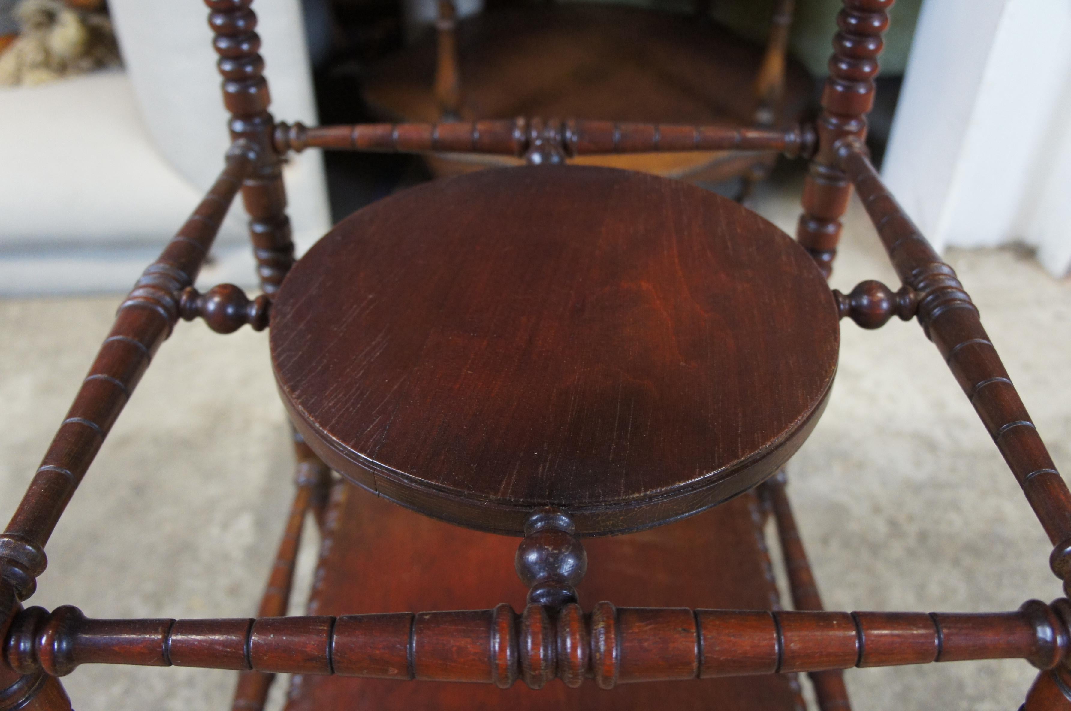 Antique Late Victorian Mahogany Tiered Pedestal Parlor Table Plant Stand 5