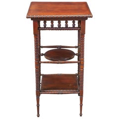 Antique Late Victorian Mahogany Tiered Pedestal Parlor Table Plant Stand