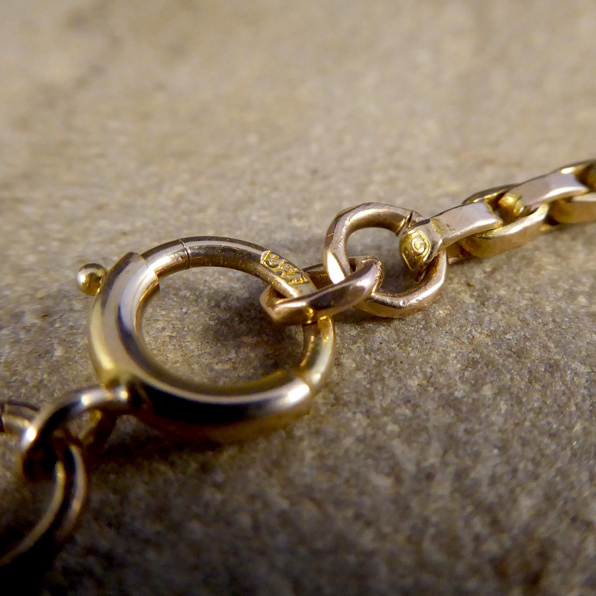 Antike spätviktorianische Mondstein-Saphir- und Diamant-Halskette mit Gelbgold (Rundschliff)