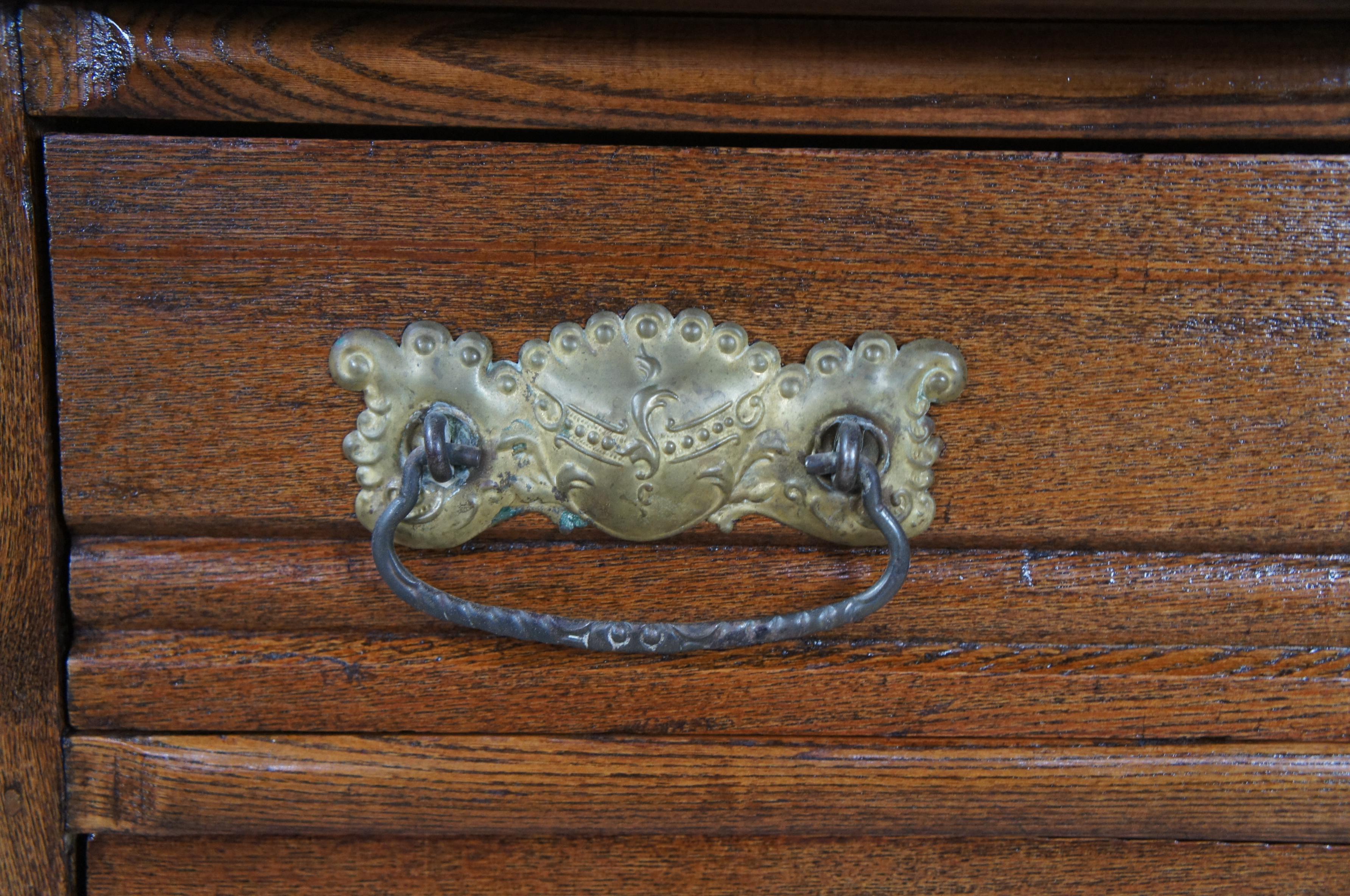 19th Century Antique Late Victorian Oak Washstand Cabinet Chest Dresser Nightstand Table For Sale