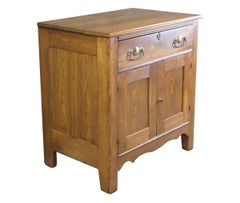Antique Late Victorian Oak Washstand Cabinet Chest Nightstand Side Table