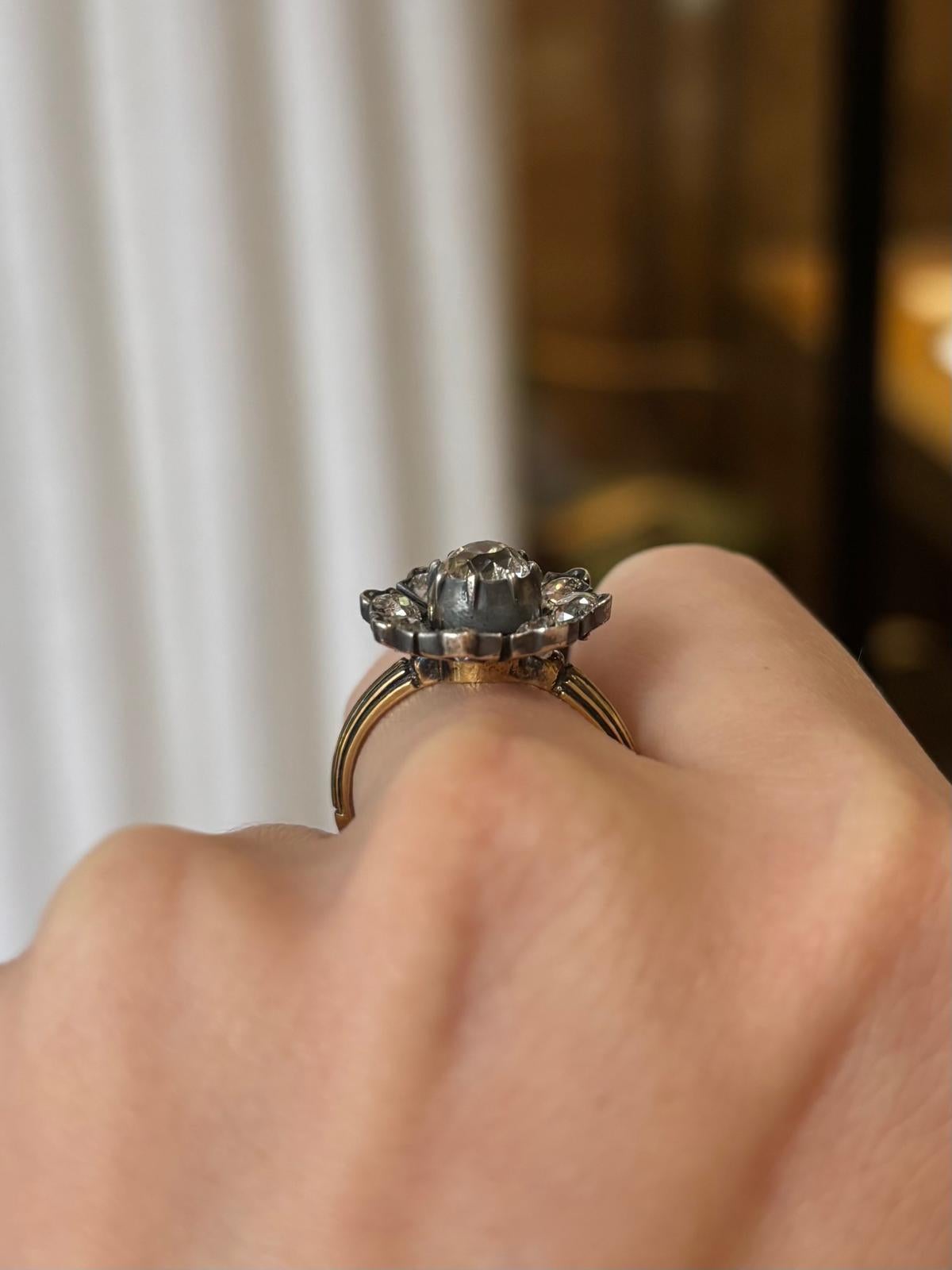 Antique Late Victorian Old Cut Diamond Floral Openwork Cluster Ring For Sale 6
