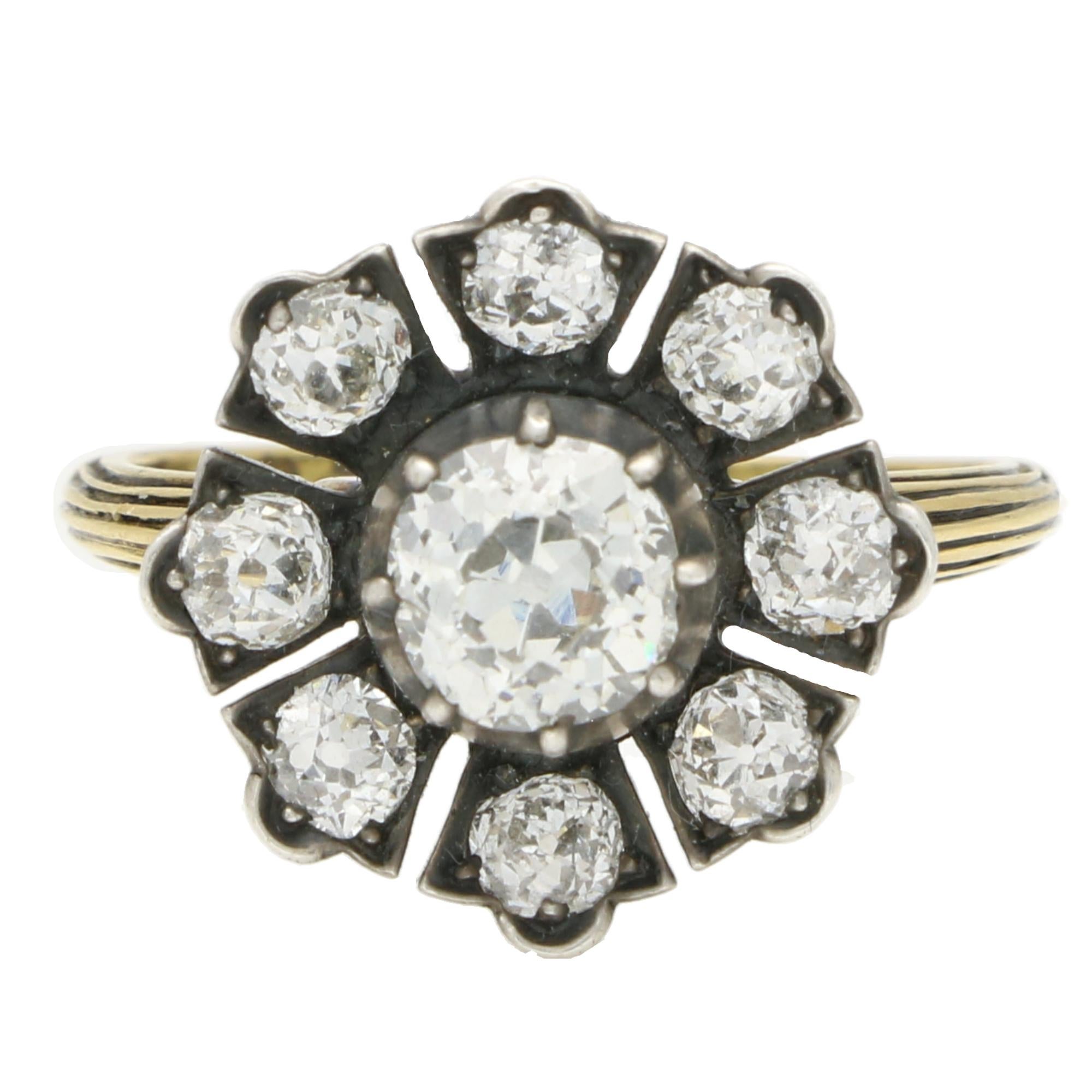 Antique Late Victorian Old Cut Diamond Floral Openwork Cluster Ring For Sale 2