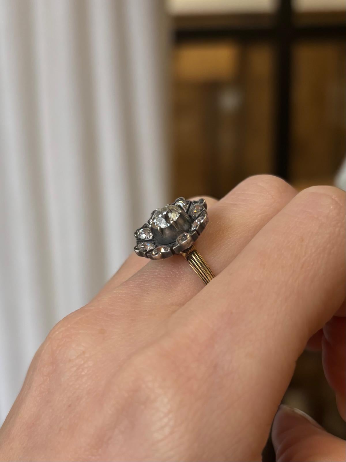 Antique Late Victorian Old Cut Diamond Floral Openwork Cluster Ring For Sale 4