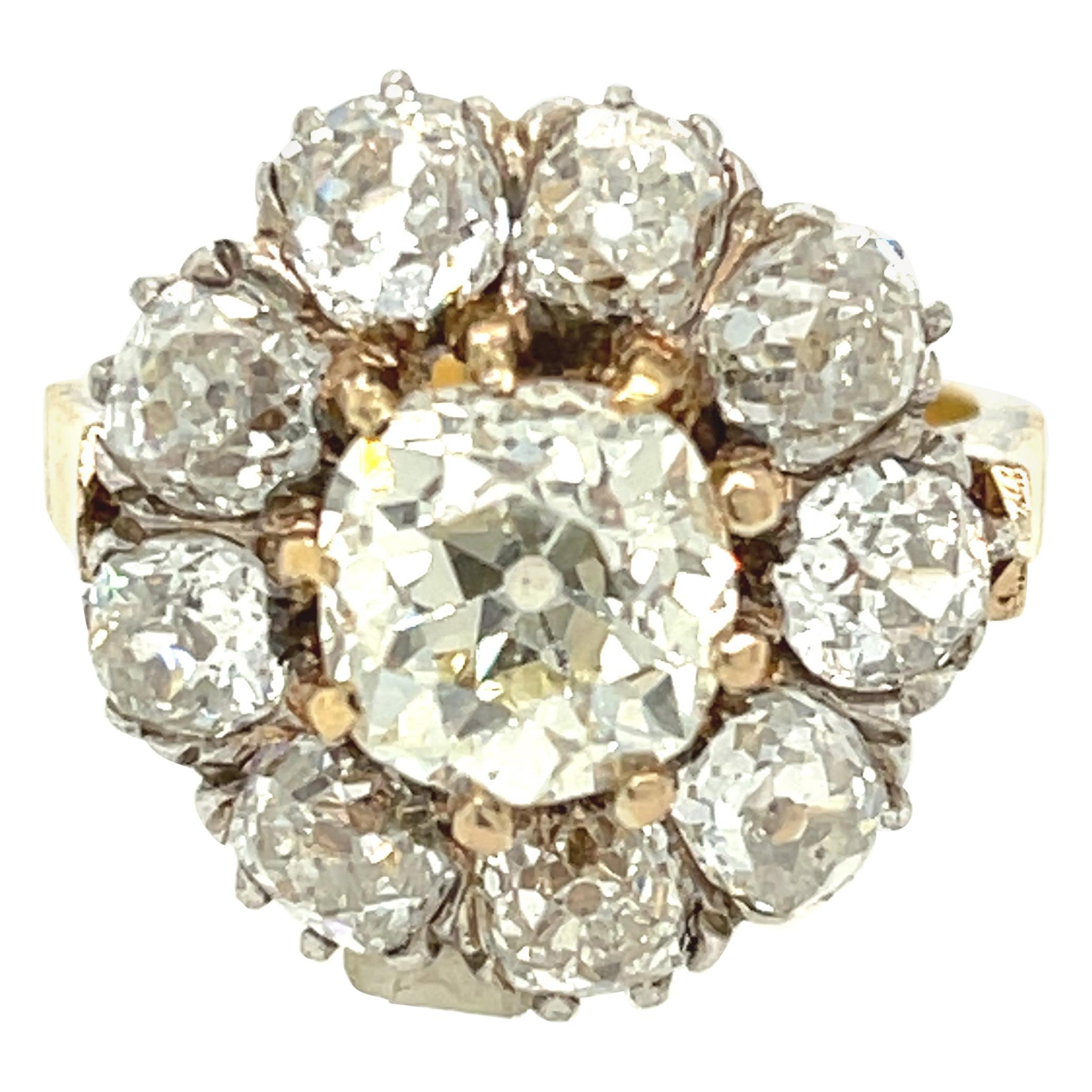 Antique Late Victorian Old Mine Diamond Cluster Ring