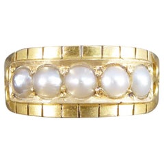 Antique Late Victorian Pearl Five Stone Ring in 18ct Yellow Gold