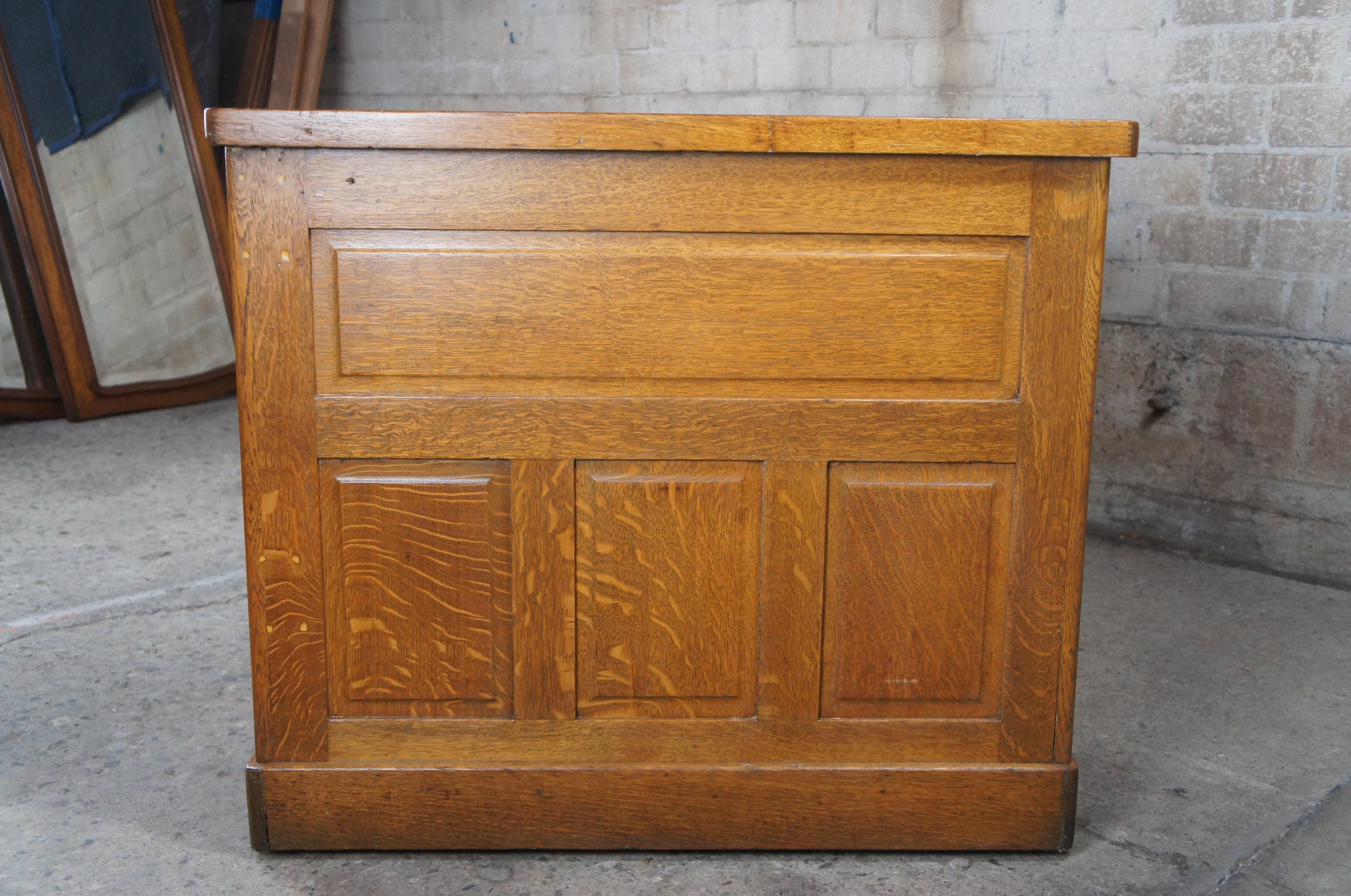 Antique Late Victorian Quartersawn Oak Executive Kneehole Library Writing Desk 5