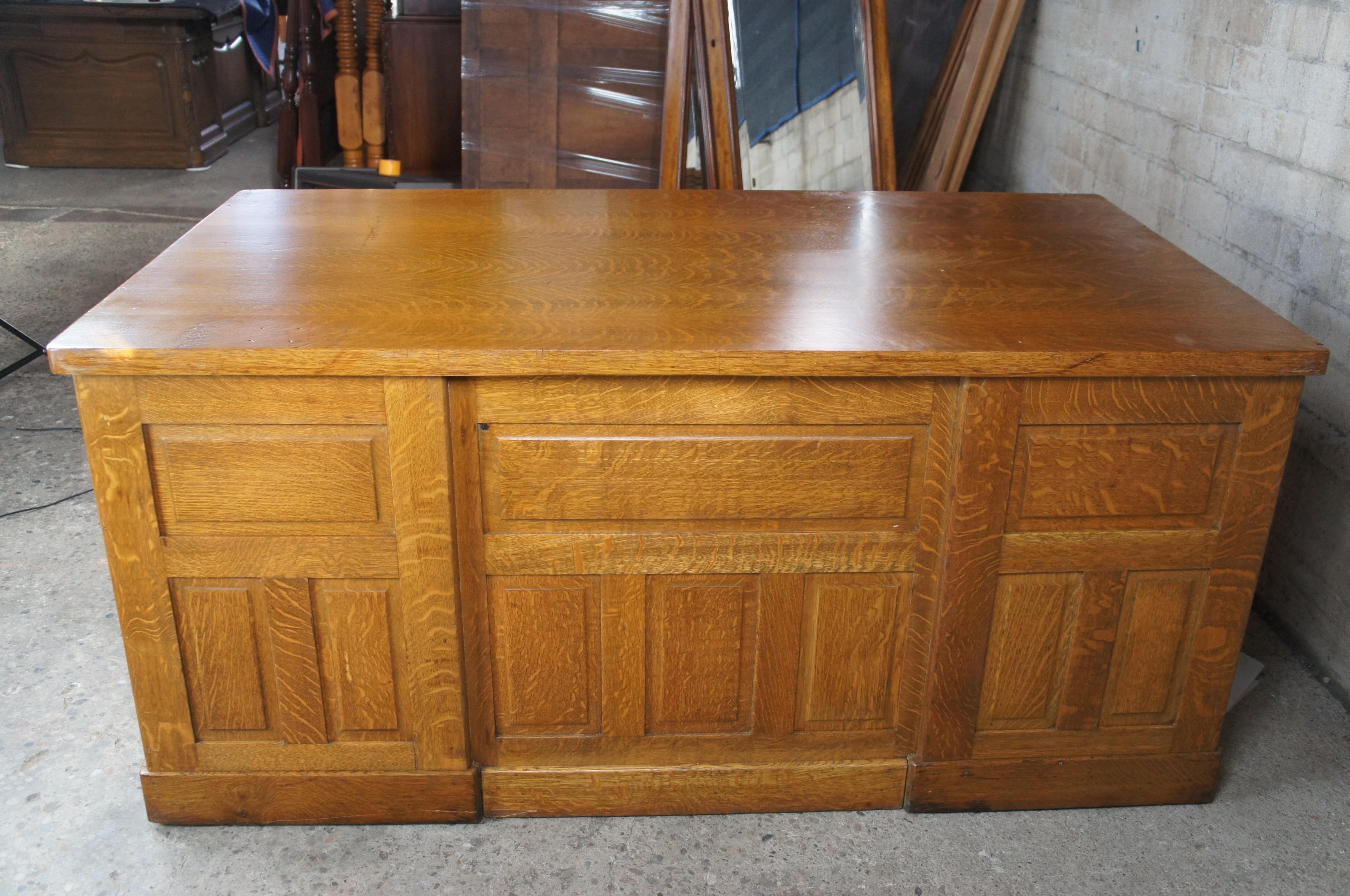 Antique Late Victorian Quartersawn Oak Executive Kneehole Library Writing Desk 6