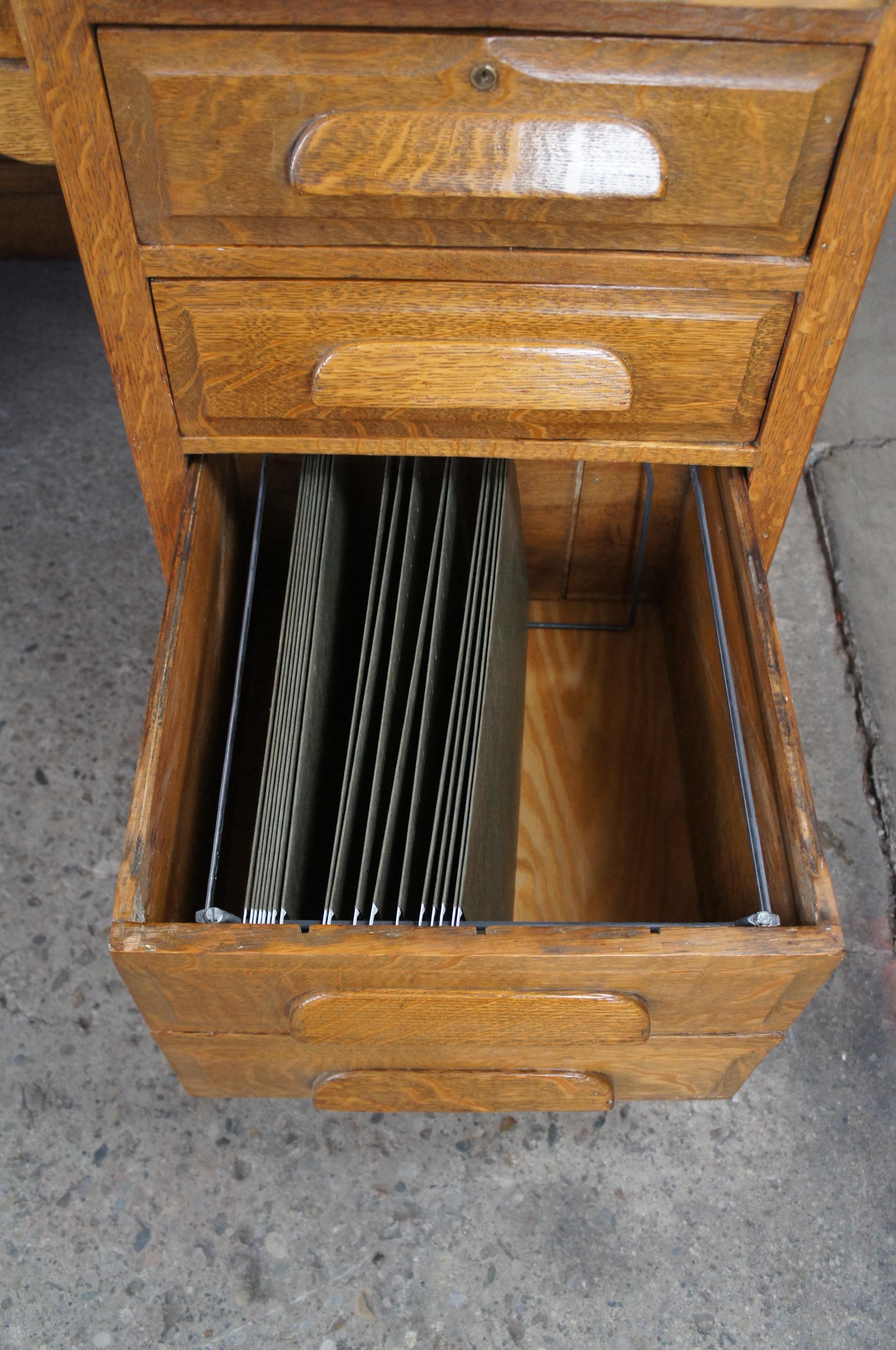 Antique Late Victorian Quartersawn Oak Executive Kneehole Library Writing Desk 3