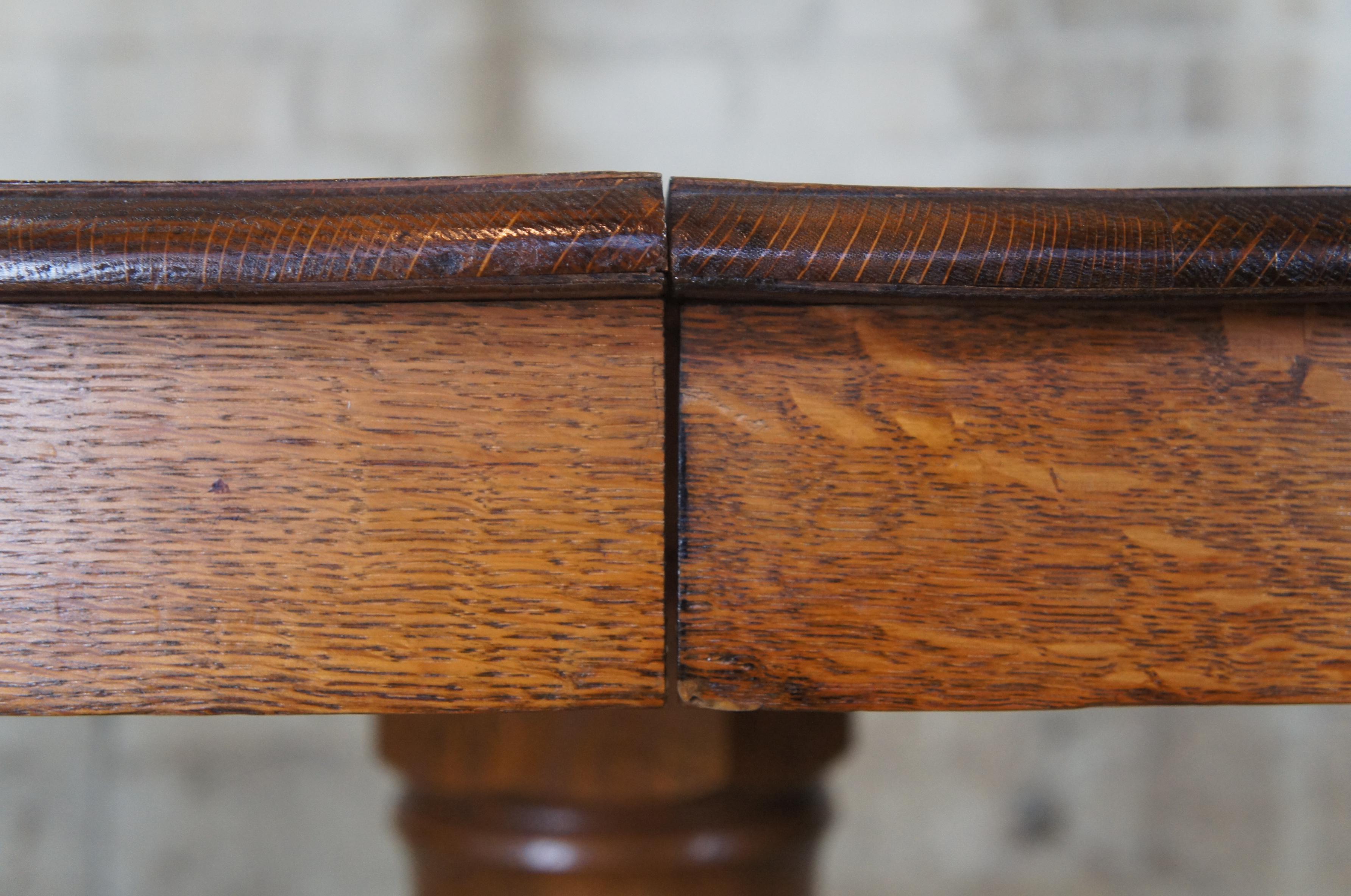 Antique Late Victorian Round Quartersawn Oak Empire Pedestal Dining Table 4