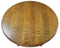 Antique Late Victorian Round Quartersawn Oak Empire Pedestal Dining Table