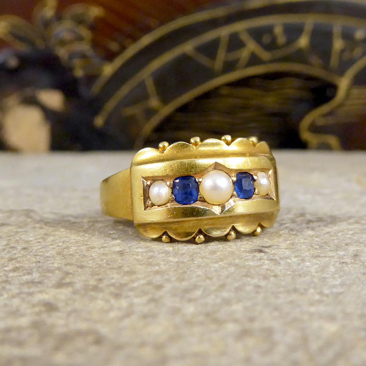 This lovely antique ring was created in the Late Victorian era with a beautifully decorated head to the ring and clear hallmarks on the inside of the band. The hallmarks shows that this ring was hand crafted in 1881 in 15ct Yellow Gold with Chester