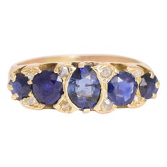 Antique Late Victorian Sapphire Diamond 5-Stone Ring