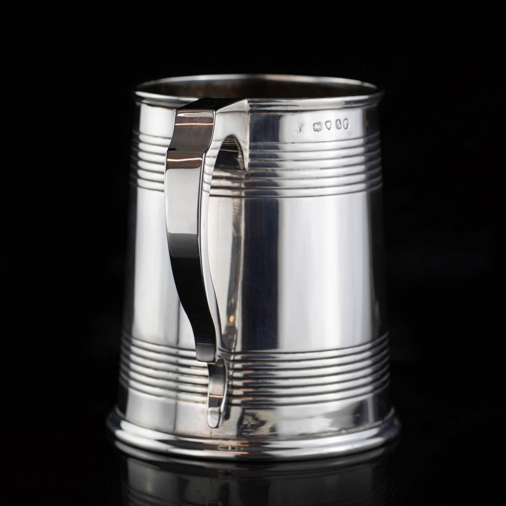 Late 19th Century Antique Late Victorian Sterling Silver Christening Mug For Sale