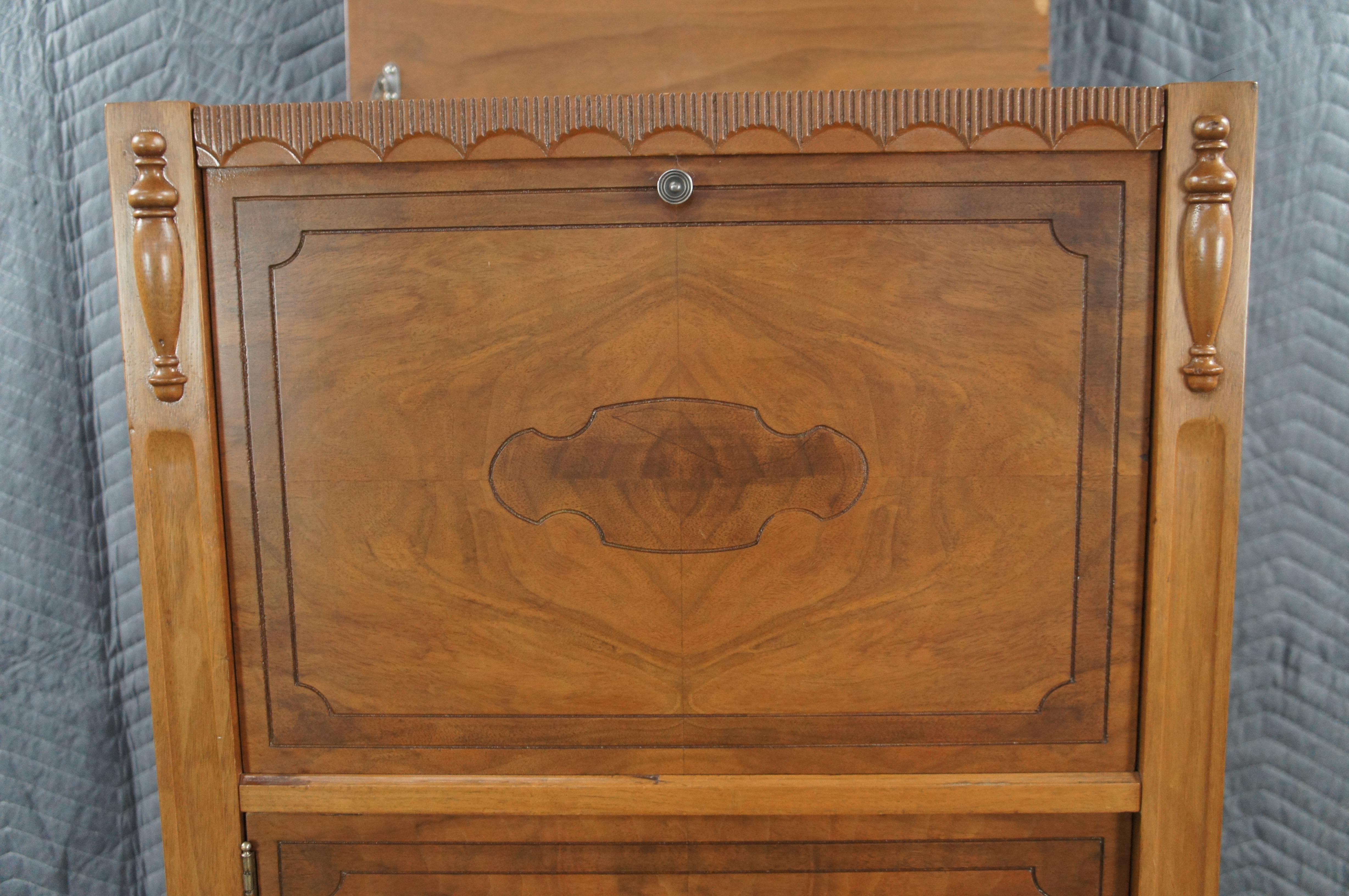 Ancienne console de musique en ronce de noyer de la fin de l'époque victorienne, meuble pour phonographe, support de disque en vente 2