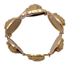 Bracciale antico con cammeo in lava, oro 14 carati, stile archeologico