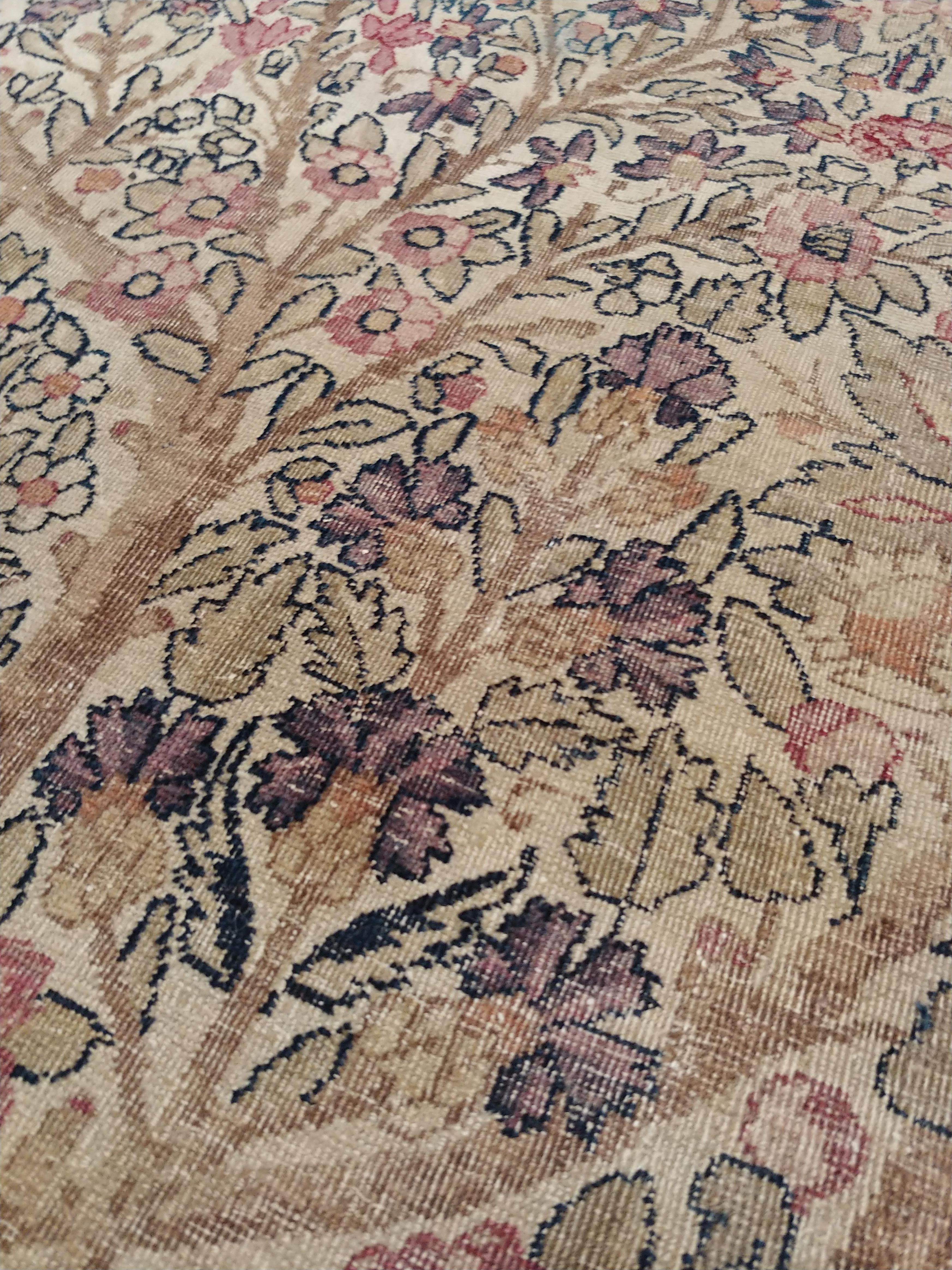 Wool Antique Lavar Kerman Carpet, Fine Persian Oriental Rug Jewel Blue, Gold and Navy For Sale