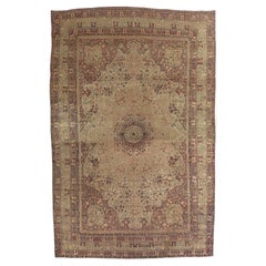 Used Lavar Kerman Carpet, Fine Persian Oriental Rug Jewel Blue, Gold and Navy