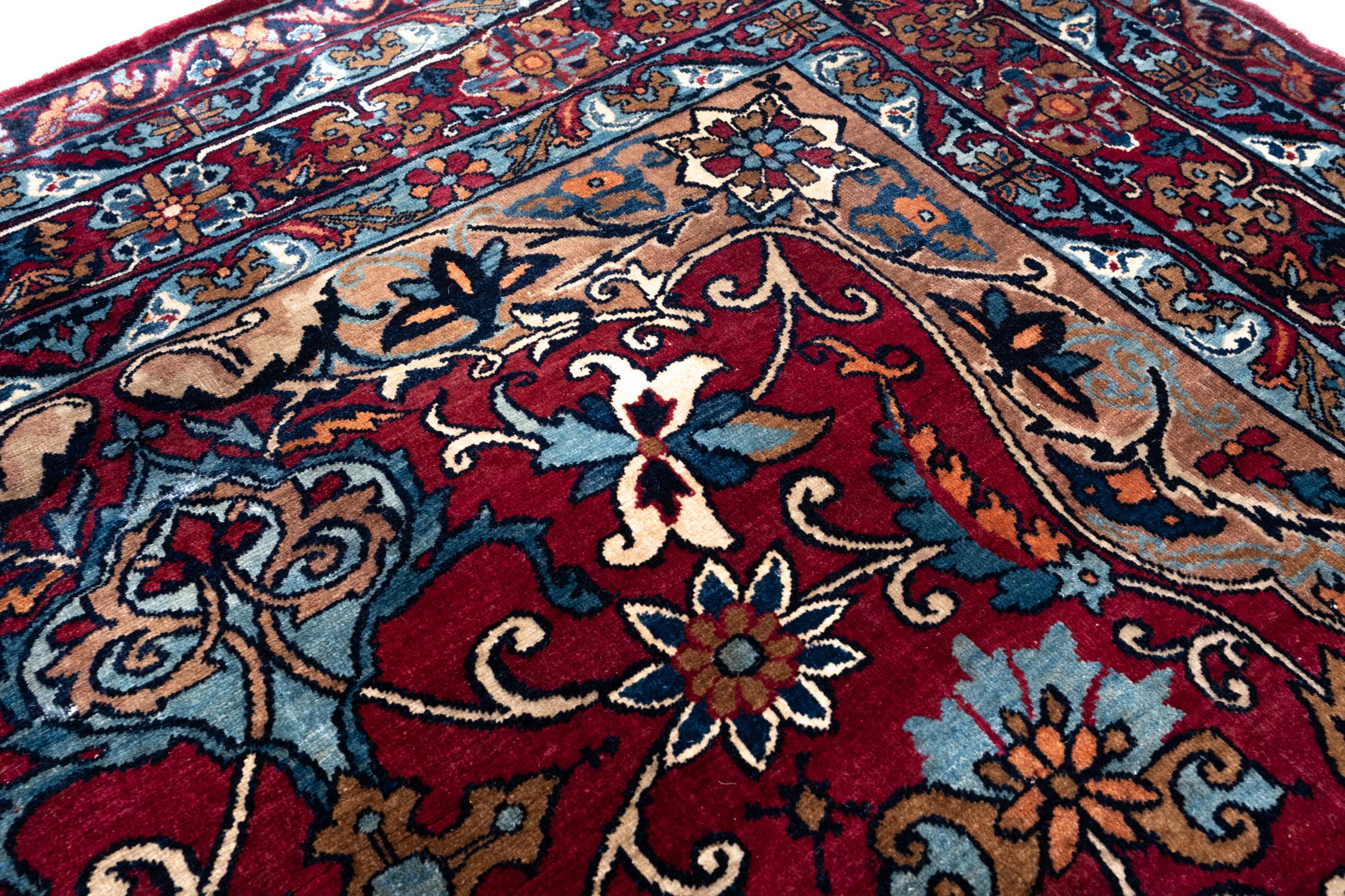 Hand-Woven Antique Lavar Kerman Old Medallion Rug Hand Knotted Kirman Persian Carpet For Sale
