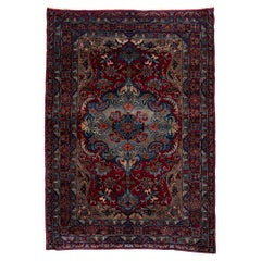 Antique Lavar Kerman Old Medallion Rug Hand Knotted Kirman Persian Carpet