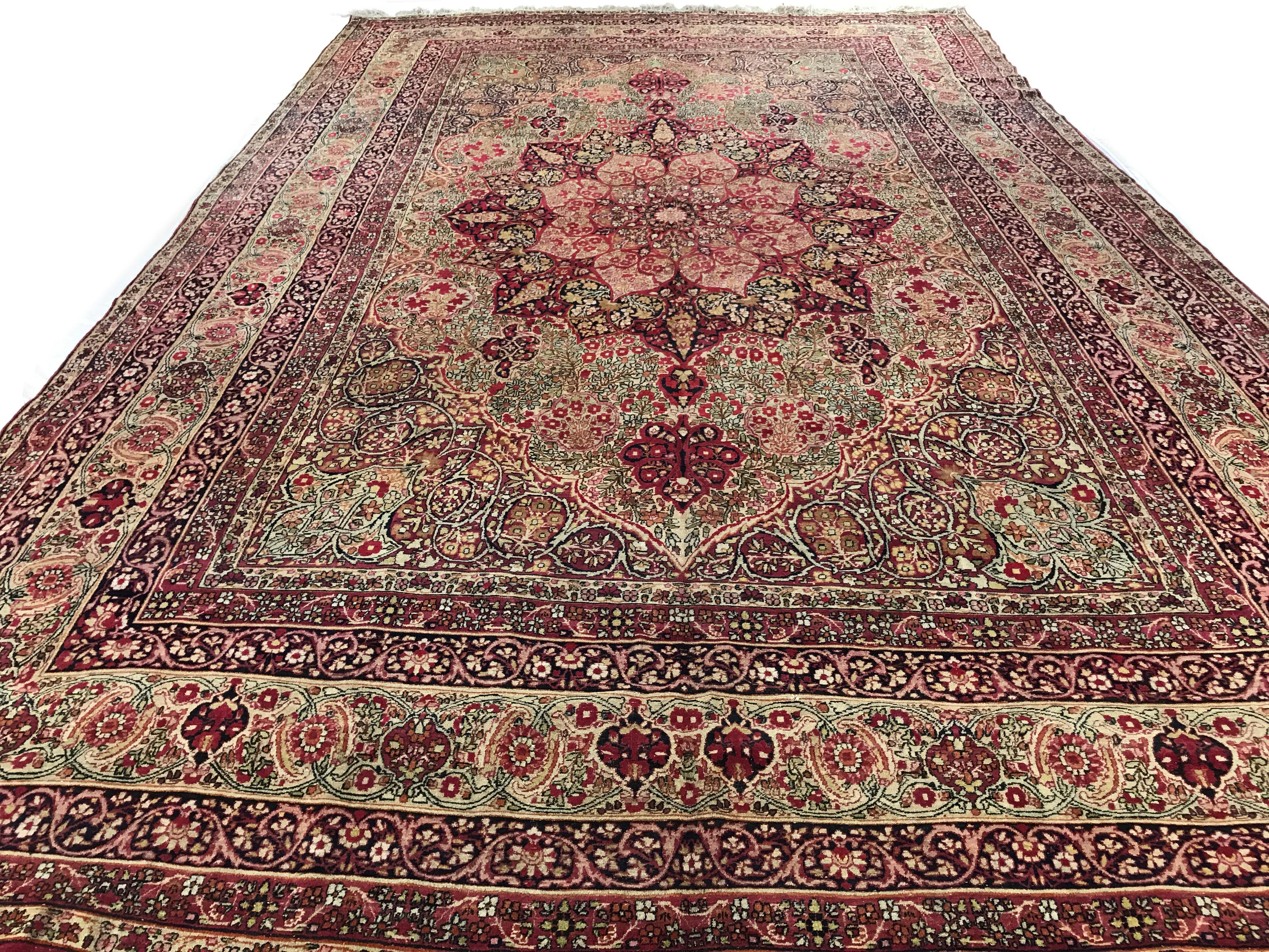 Antique Kerman, traditional Persian style rug
Lavar known for elegant classically-derived all-over and central medallions.
 