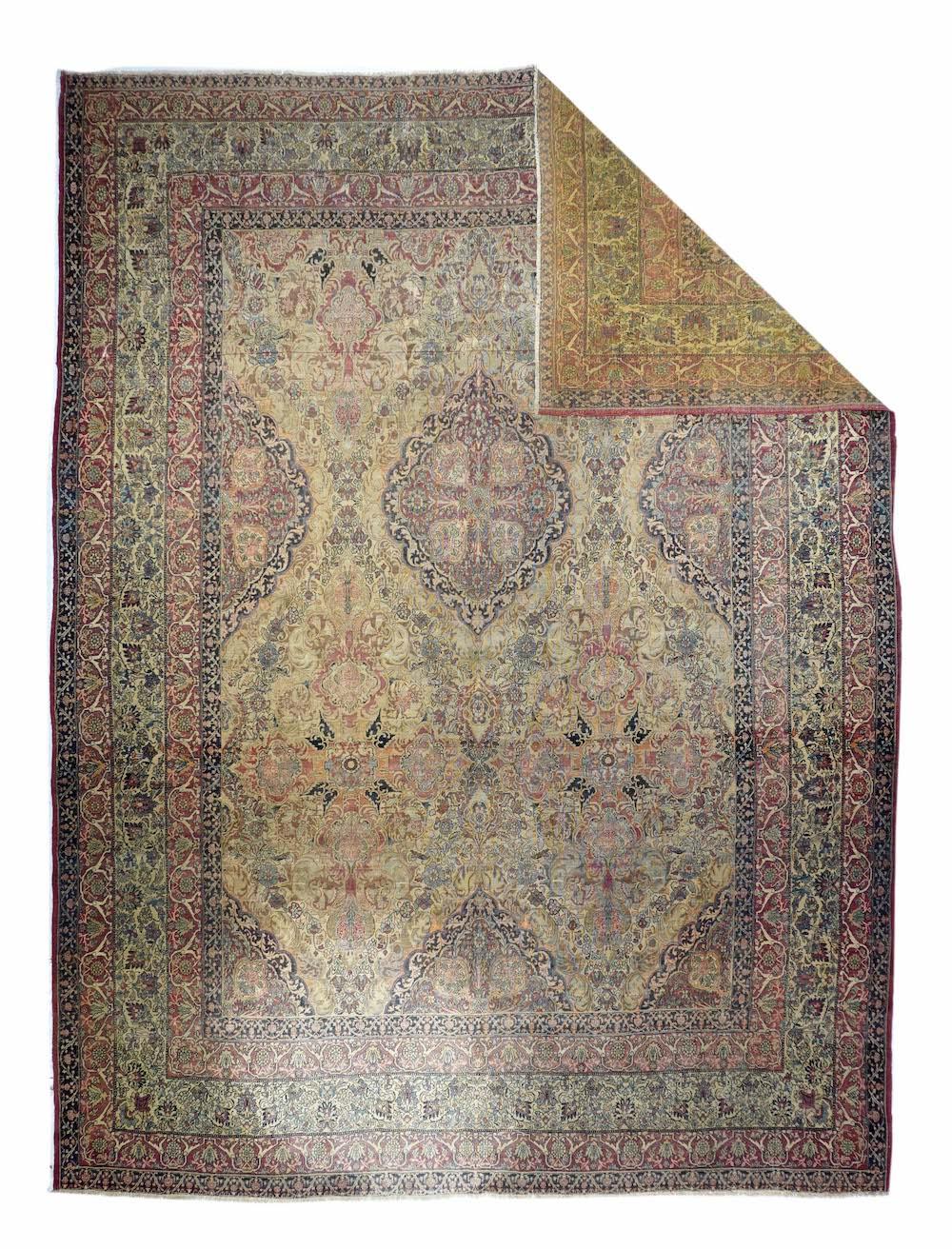 Antique Lavar Kerman rug 10'3'' x 13'5''.