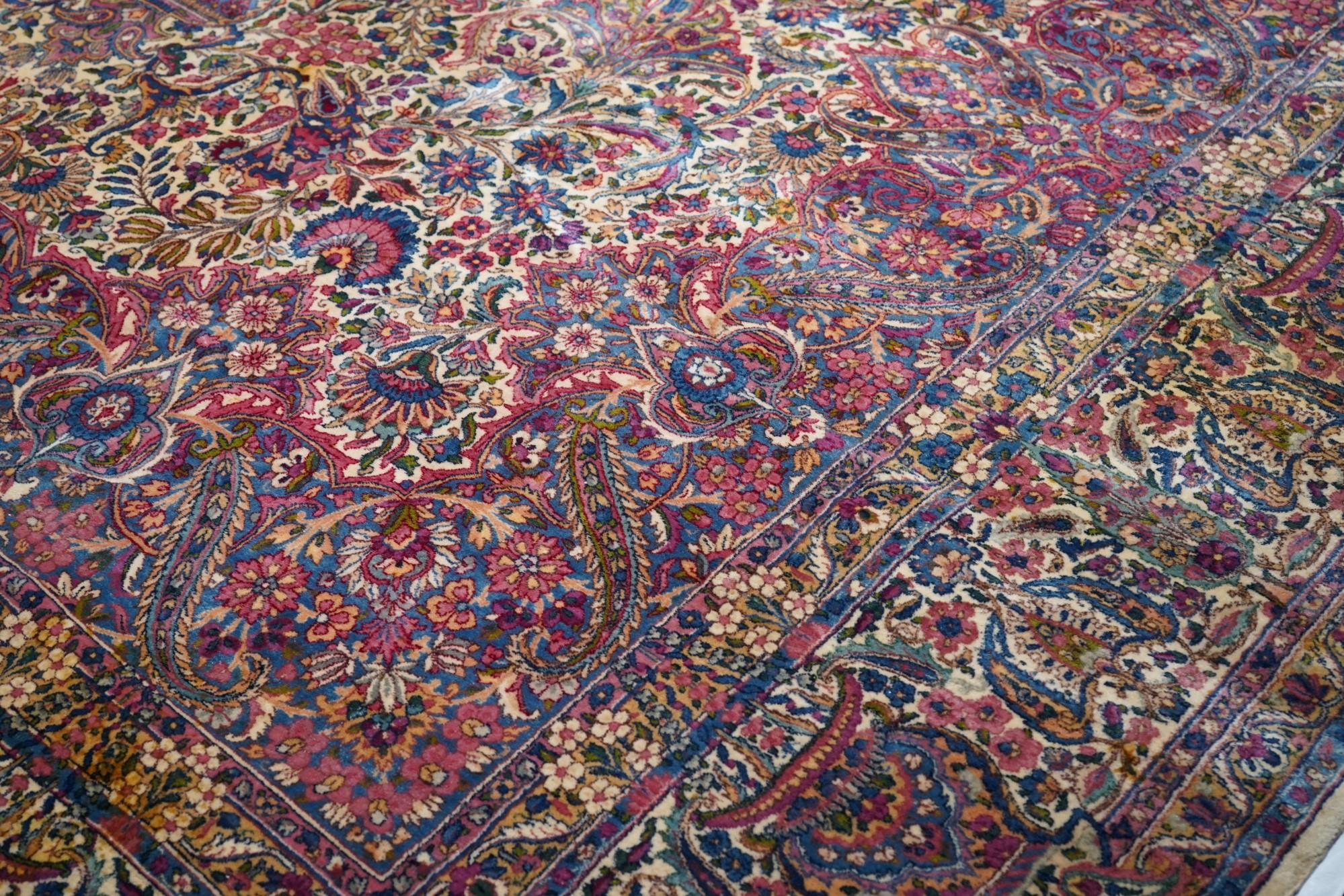 Early 20th Century Antique Lavar Kerman Rug For Sale
