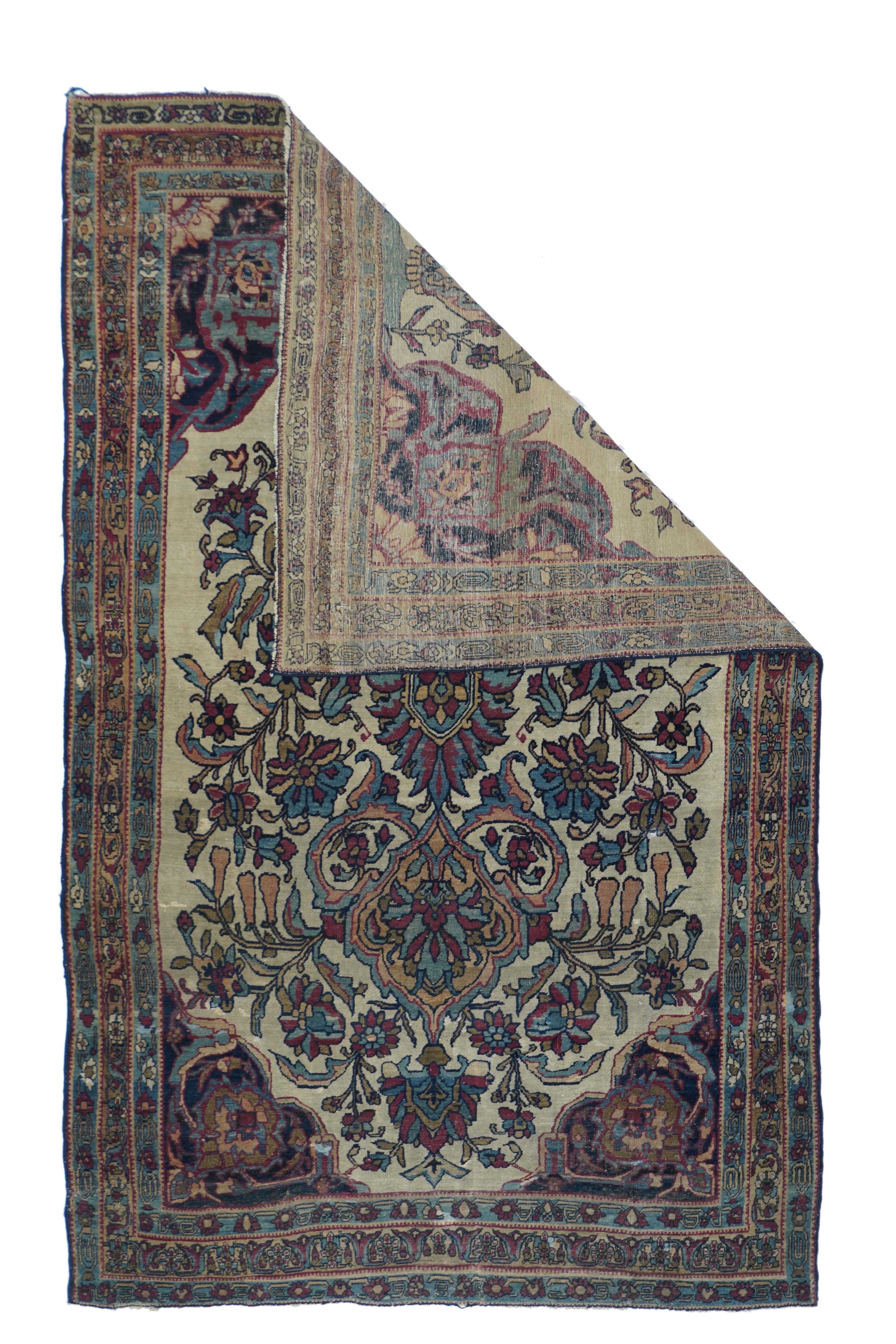 Antique Lavar Kerman rug 3'10'' x 6'2''.